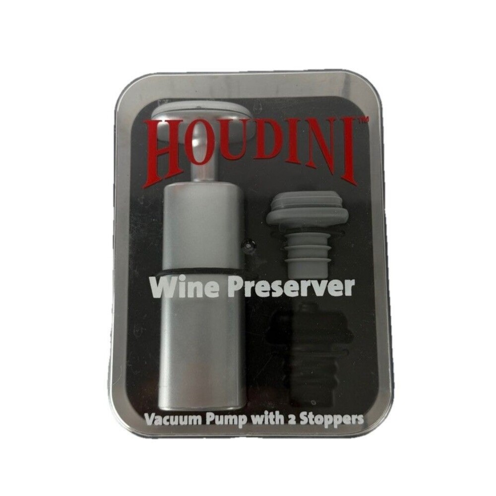 Houdini Wine Preserver Vacuum Pump + 1 Stopper - EUC